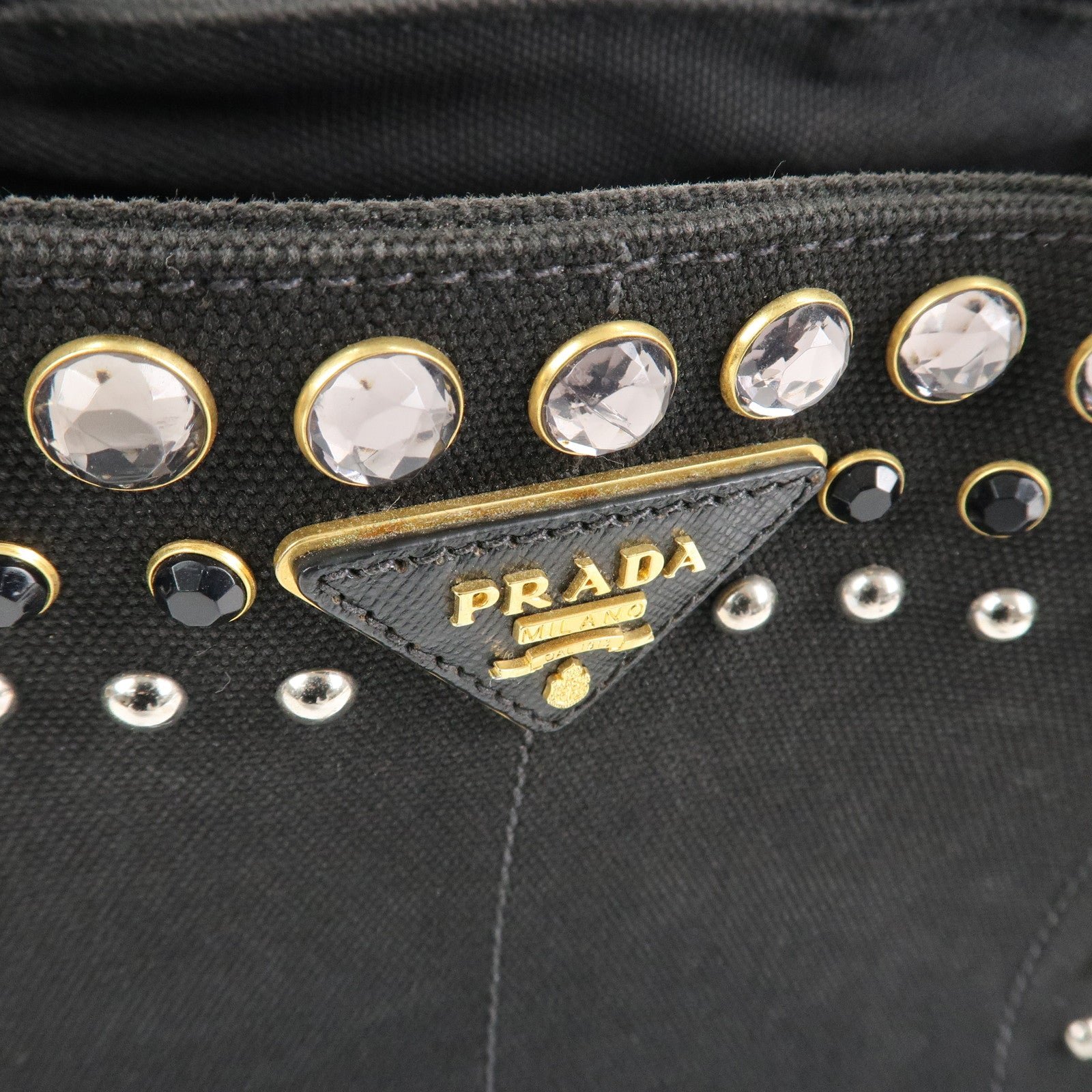 prada triangle logo denim canapa bijoux 2way hand bag black b2642b prada triangle logo denim canapa bijoux 2way hand bag black b2642b