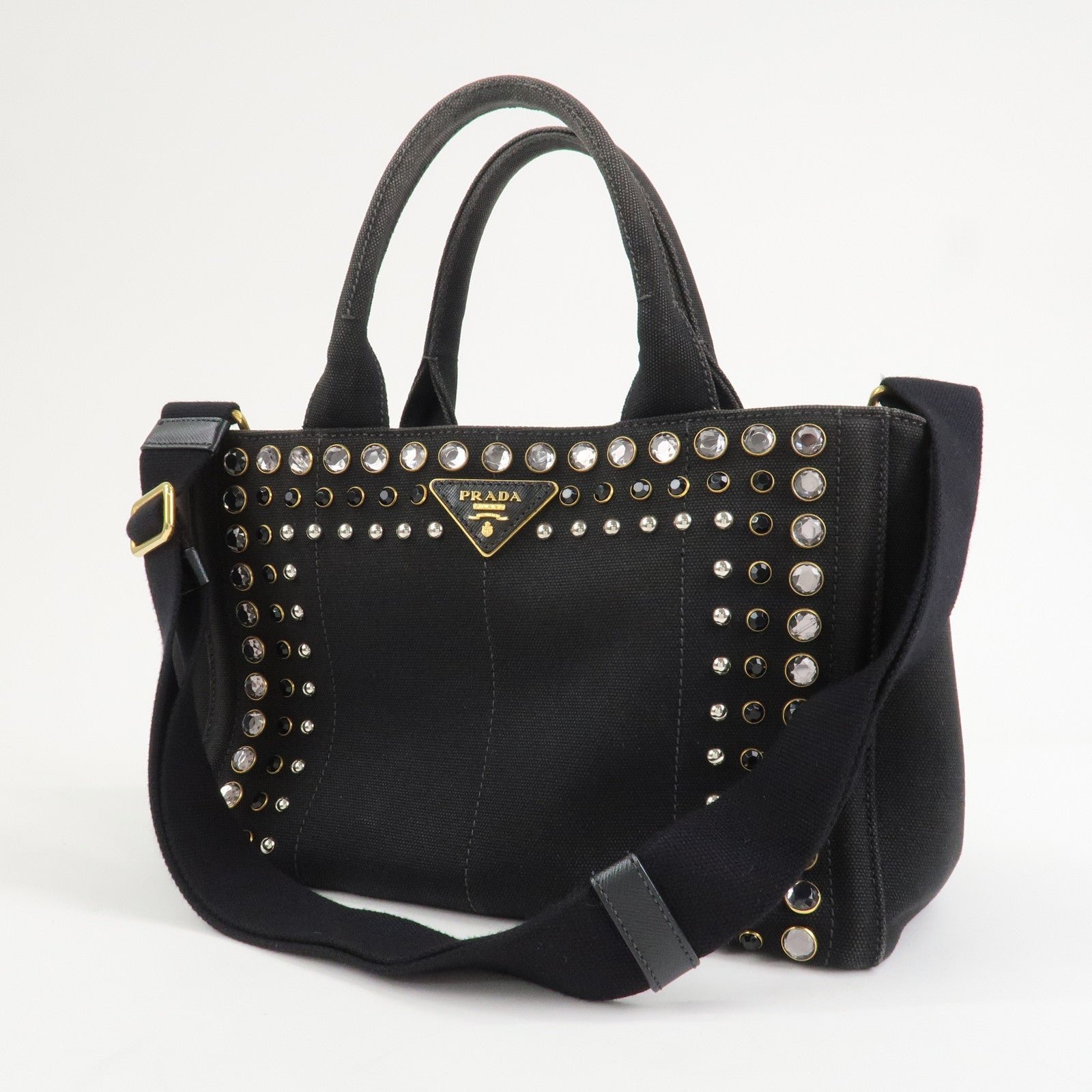 prada triangle logo denim canapa bijoux 2way hand bag black b2642b prada triangle logo denim canapa bijoux 2way hand bag black b2642b