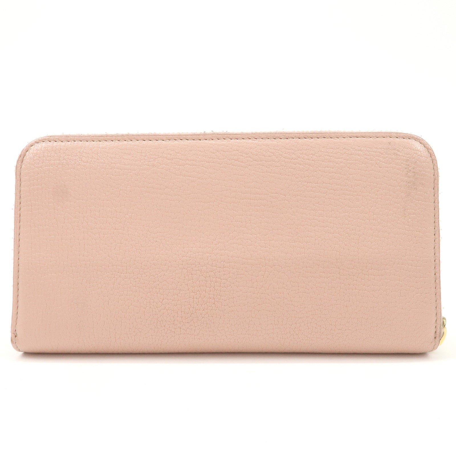 miu miu leather zip around wallet zippy wallet long wallet pink 5ml506 used miu miu leather zip around wallet zippy wallet long wallet pink 5ml506 used