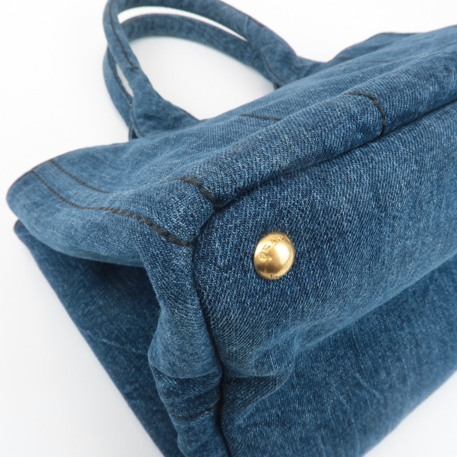 prada triangle logo canapa canvas denim hand bag navy b1877b used prada triangle logo canapa canvas denim hand bag navy b1877b used