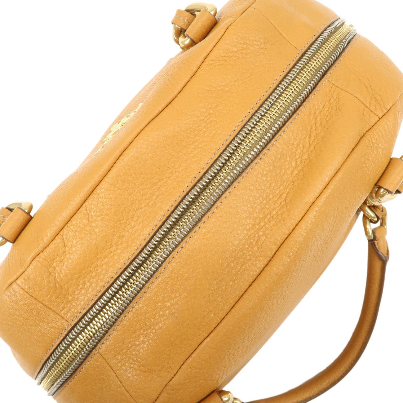 prada logo leather chain shoulder bag boston bag hand bag camel bl0692 used prada logo leather chain shoulder bag boston bag hand bag camel bl0692 used