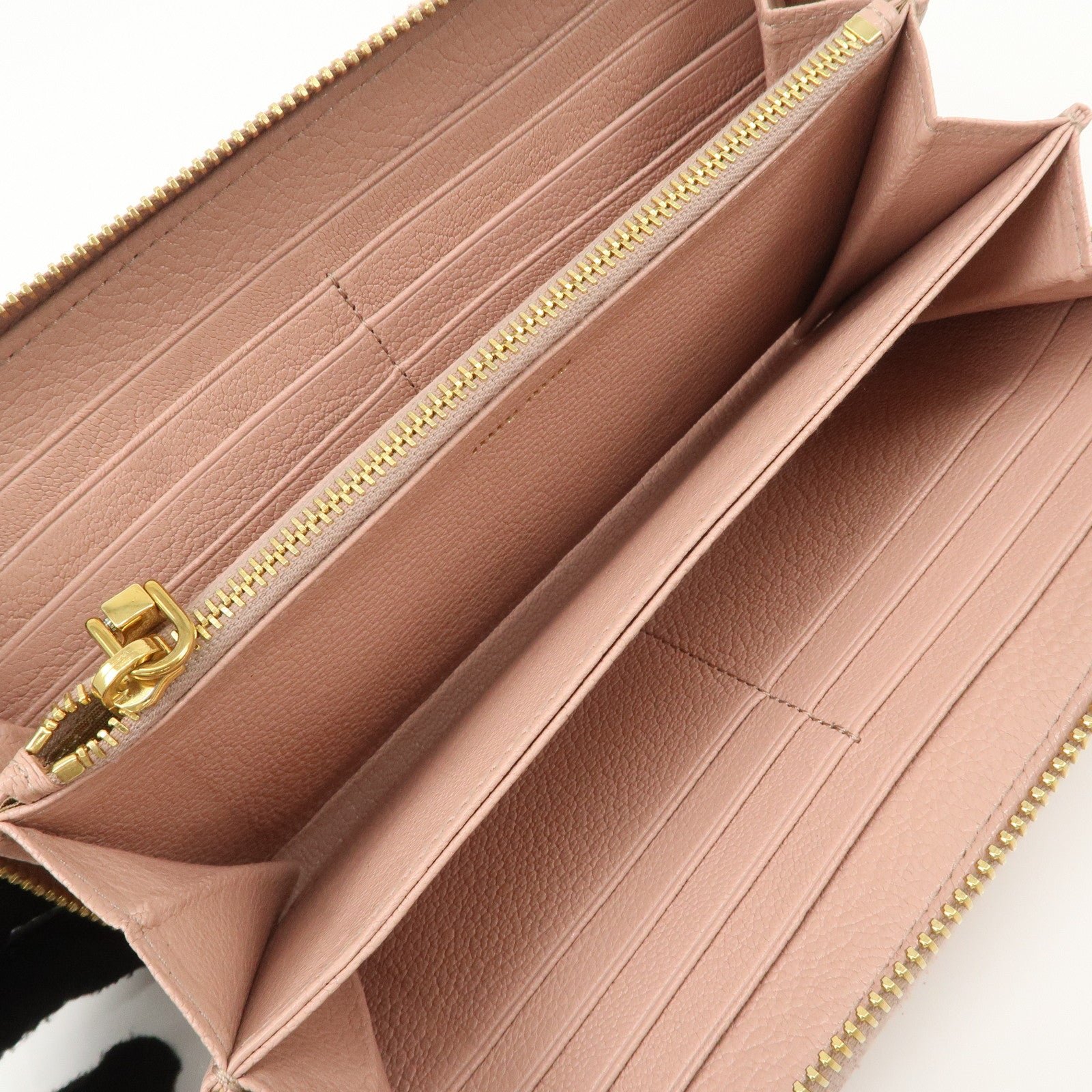 miu miu leather zip around wallet zippy wallet long wallet pink 5ml506 used miu miu leather zip around wallet zippy wallet long wallet pink 5ml506 used