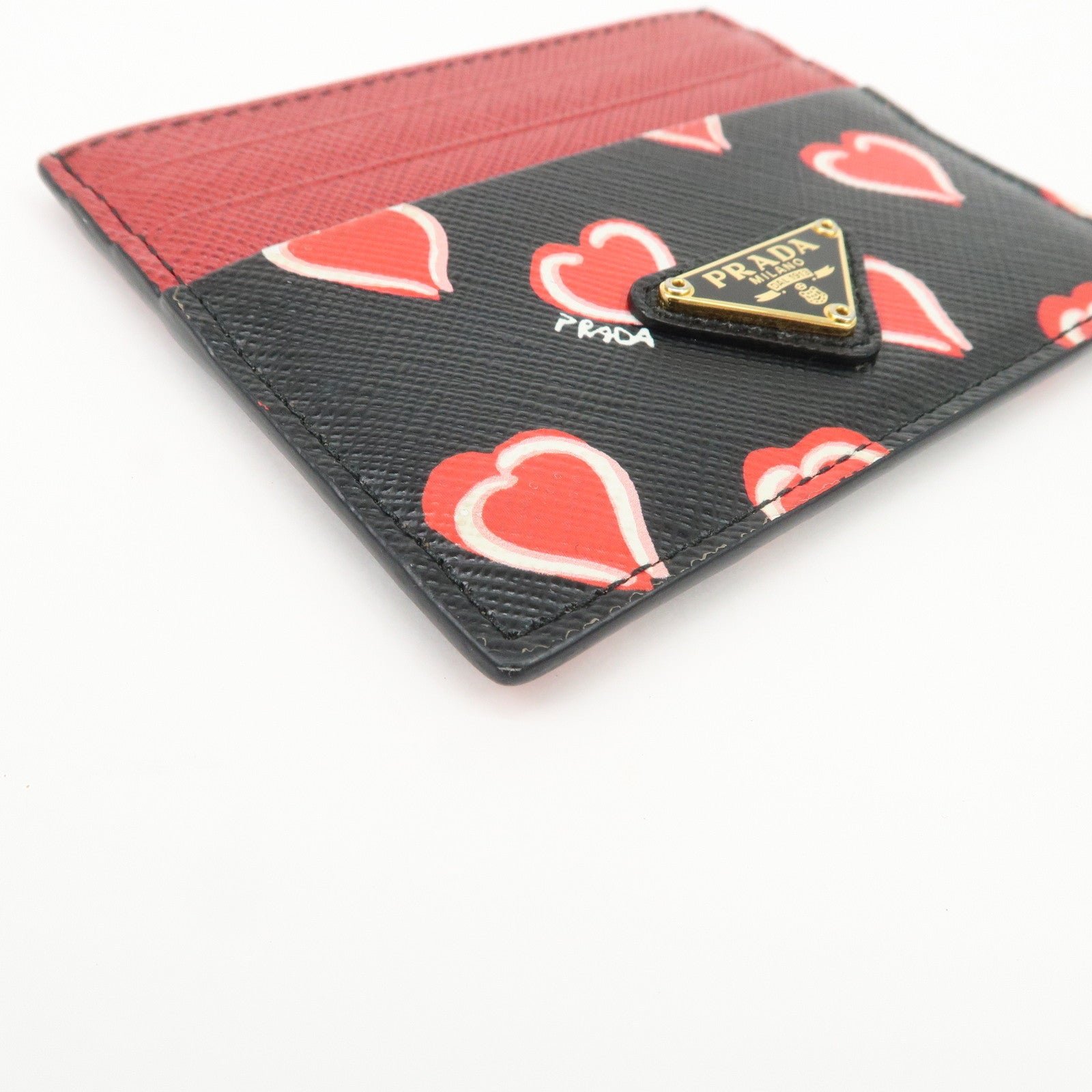prada saffiano leather heart card case black red white 1mc025 prada saffiano leather heart card case black red white 1mc025