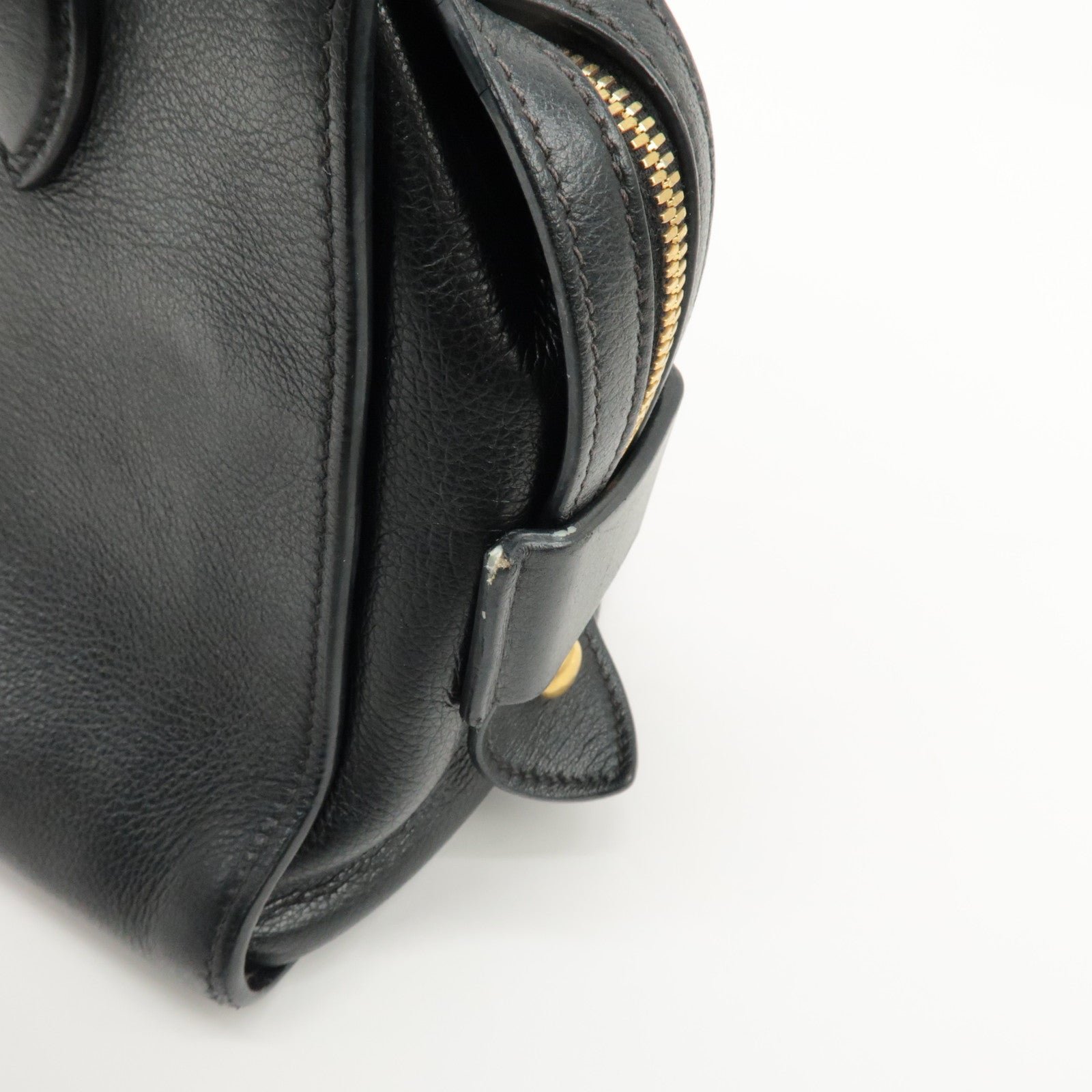 prada leather 2way bag shoulder hand bag black gold used prada leather 2way bag shoulder hand bag black gold used