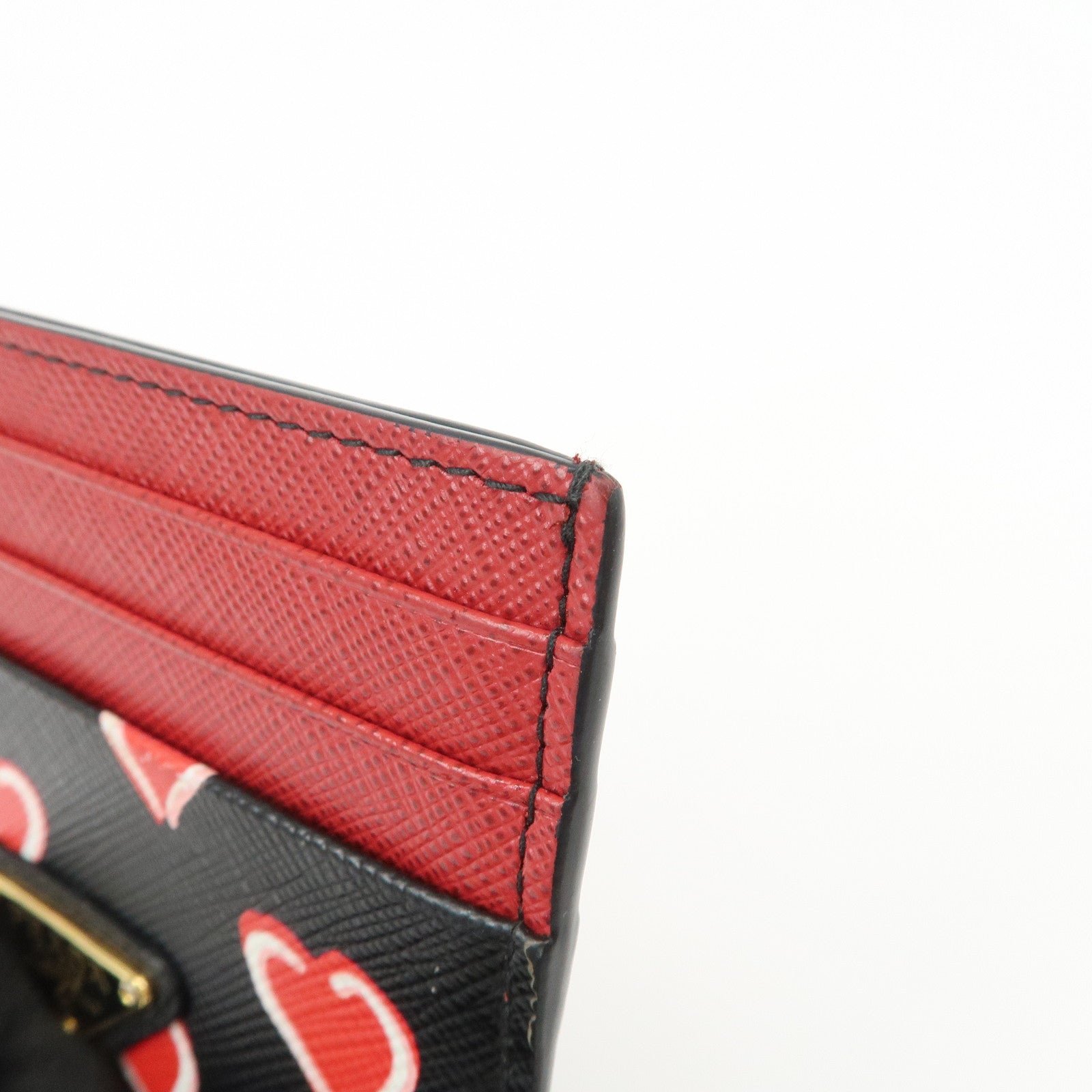 prada saffiano leather heart card case black red white 1mc025 prada saffiano leather heart card case black red white 1mc025
