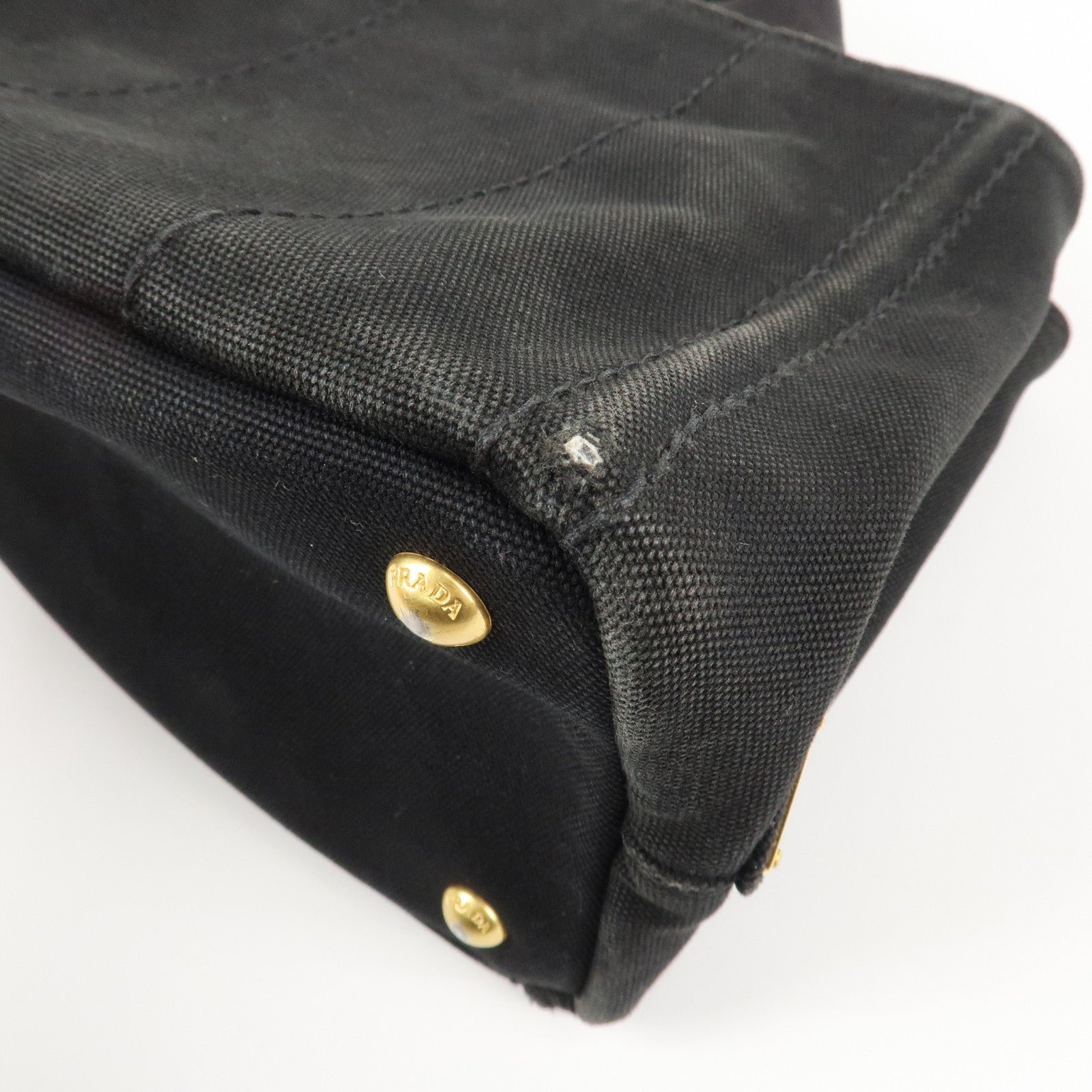prada logo canapa mini canvas tote bag hand bag black bn2439 used prada logo canapa mini canvas tote bag hand bag black bn2439 used