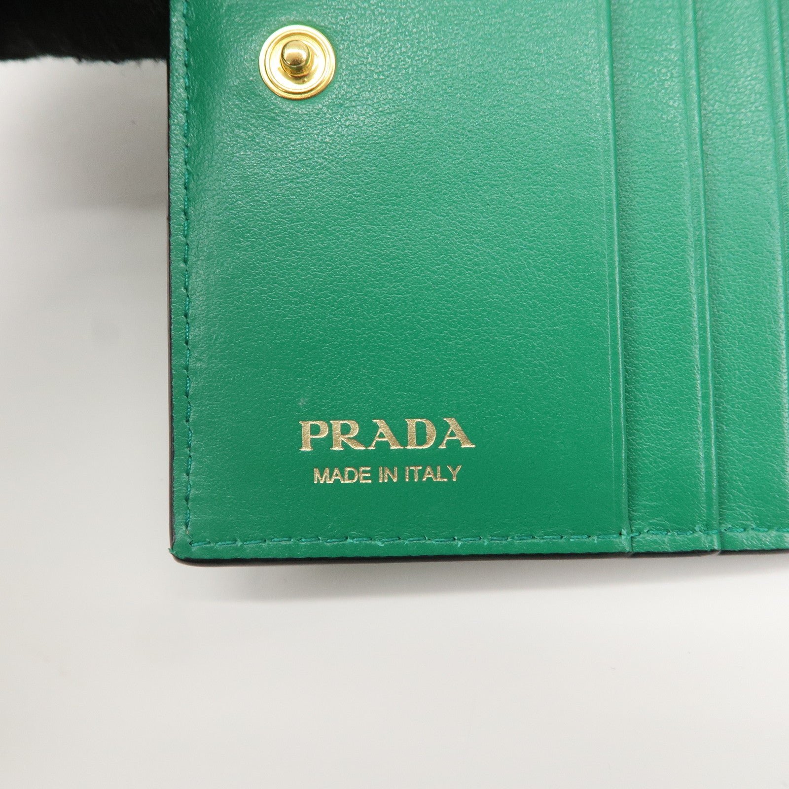 prada leather compact wallet floral print green gold hdw 1mv204 used prada leather compact wallet floral print green gold hdw 1mv204 used