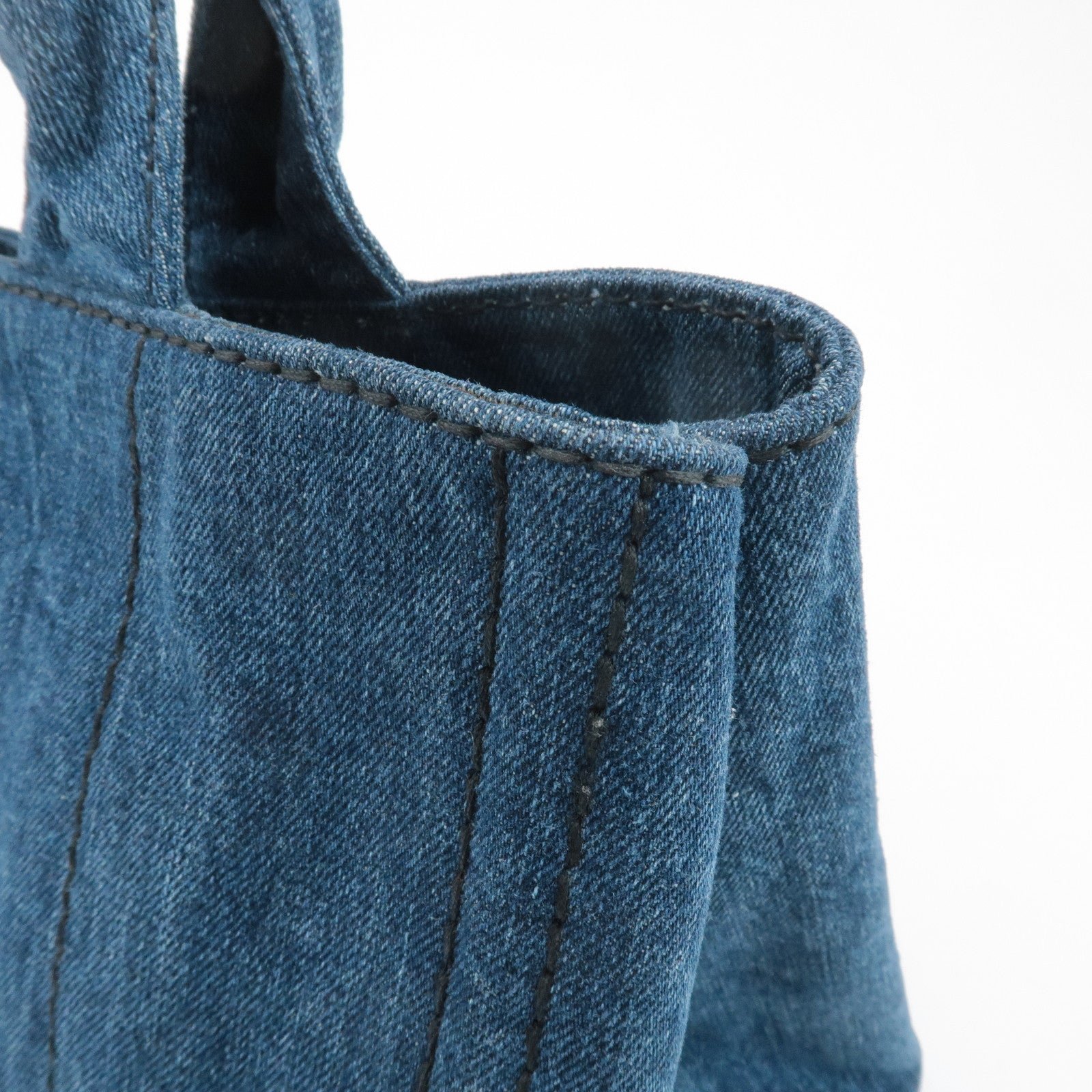 prada triangle logo canapa canvas denim hand bag navy b1877b used prada triangle logo canapa canvas denim hand bag navy b1877b used