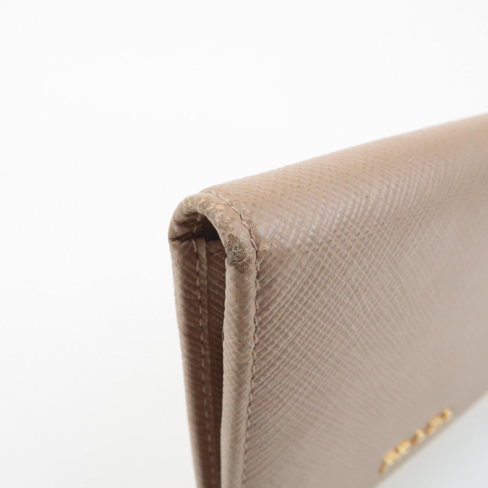 prada logo saffiano leather bi fold small wallet beige 1mv204 used prada logo saffiano leather bi fold small wallet beige 1mv204 used