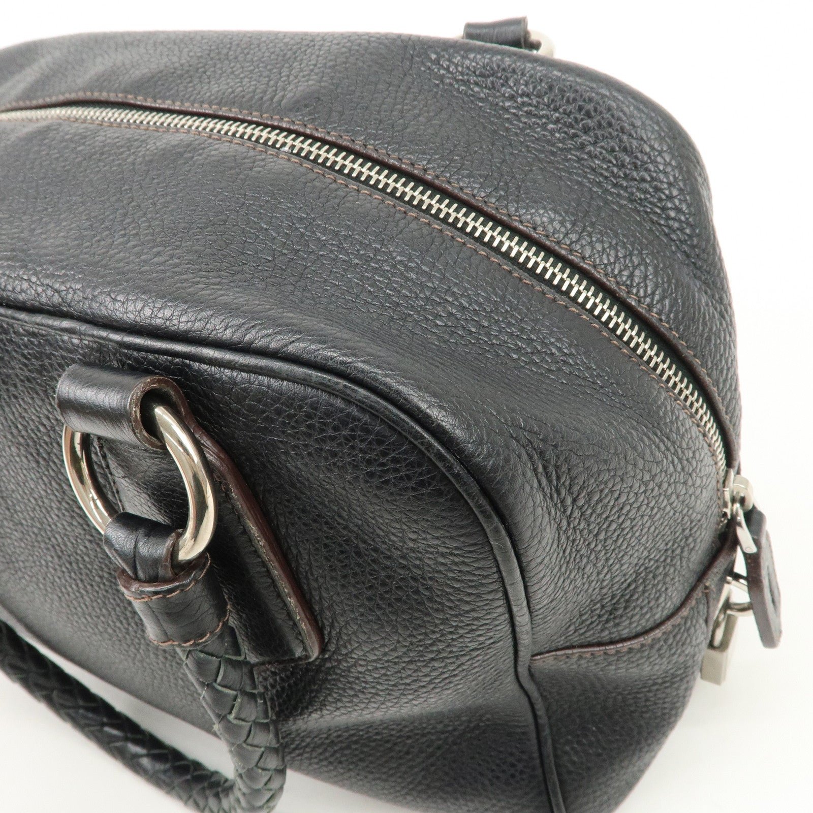 prada logo leather hand bag mini boston bag black bl0471 used prada logo leather hand bag mini boston bag black bl0471 used