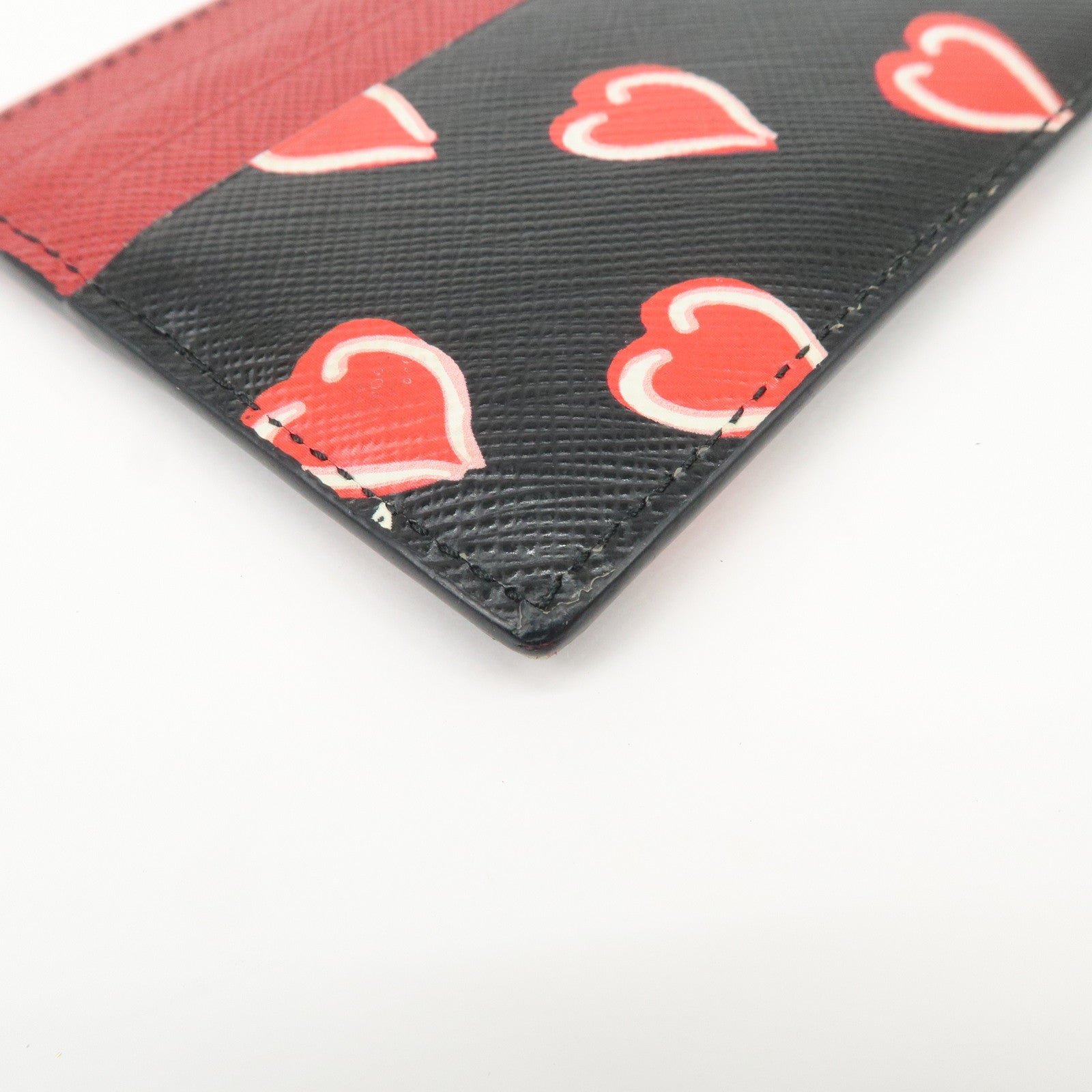 prada saffiano leather heart card case black red white 1mc025 prada saffiano leather heart card case black red white 1mc025