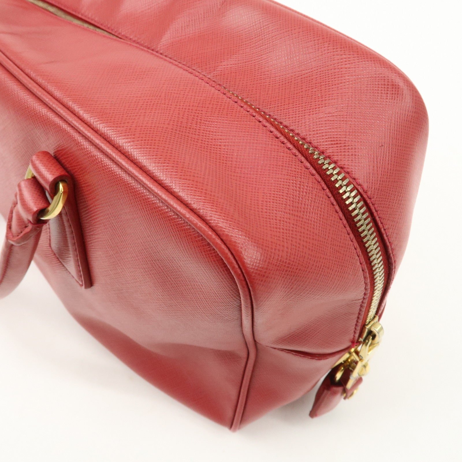 prada triangle logo saffiano leather boston bag hand bag red bl0095 used prada triangle logo saffiano leather boston bag hand bag red bl0095 used
