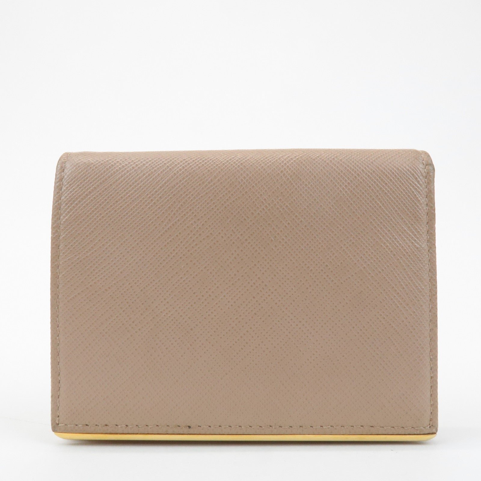prada logo saffiano leather bi fold small wallet beige 1mv204 used prada logo saffiano leather bi fold small wallet beige 1mv204 used