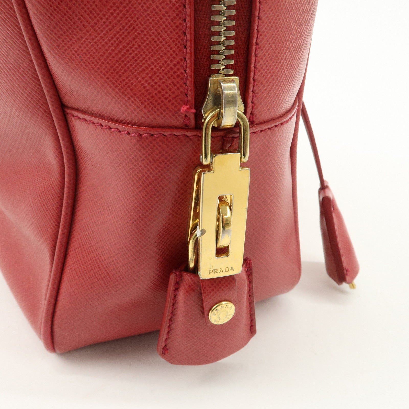 prada triangle logo saffiano leather boston bag hand bag red bl0095 used prada triangle logo saffiano leather boston bag hand bag red bl0095 used