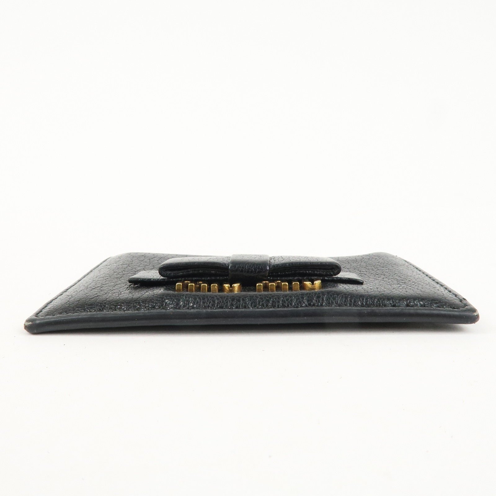 miu miu leather ribbon card case black gold hardware 5mc208 used miu miu leather ribbon card case black gold hardware 5mc208 used