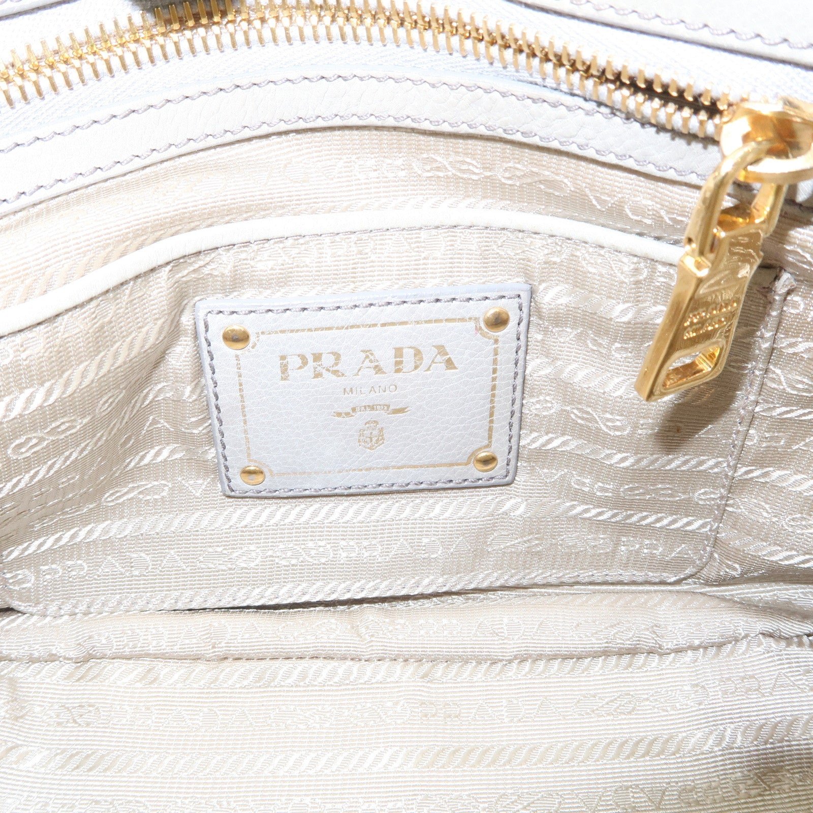 prada logo ribon leather 2way tote bag hand bag beige gold hdw bn2245 used prada logo ribon leather 2way tote bag hand bag beige gold hdw bn2245 used