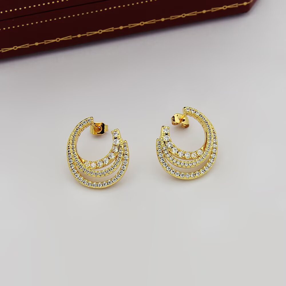 etincelle de cartier hoop earrings, triple row, paved etincelle de cartier hoop earrings, triple row, paved