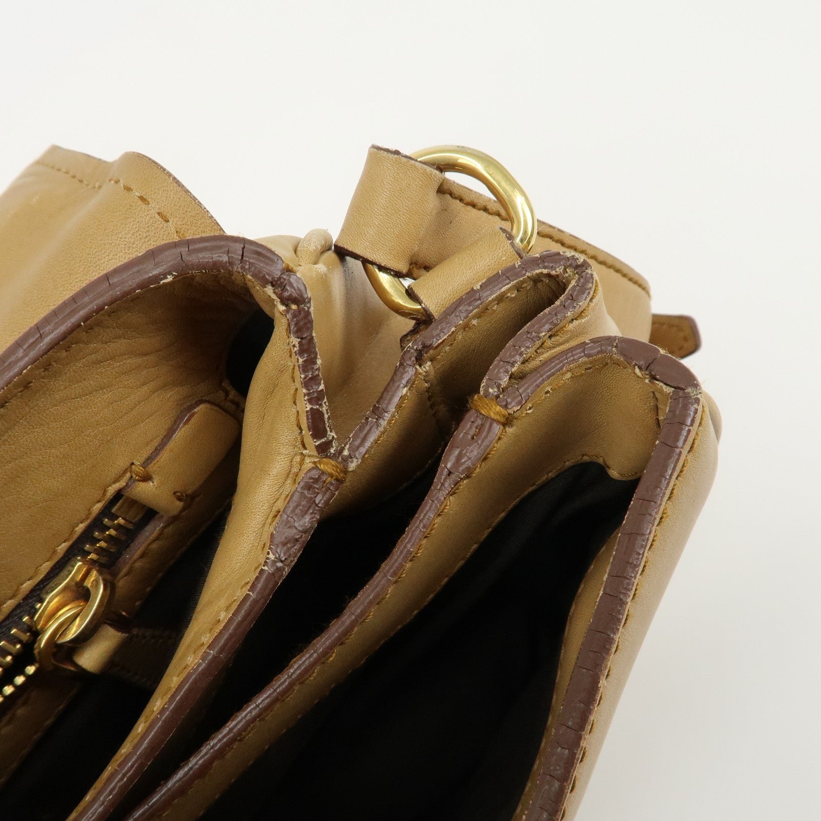 miu miu leather 2way shoulder bag hand bag beige used miu miu leather 2way shoulder bag hand bag beige used