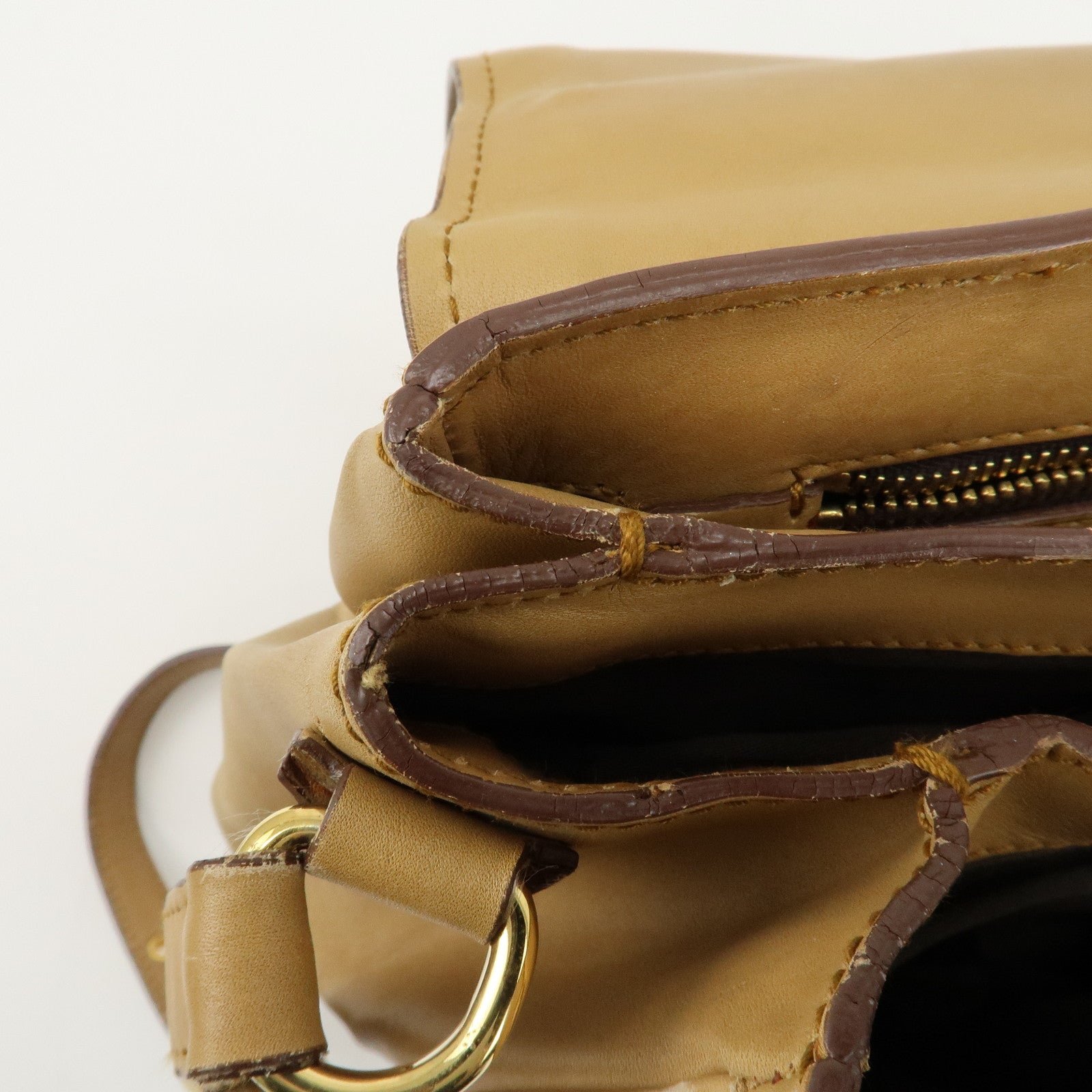 miu miu leather 2way shoulder bag hand bag beige used miu miu leather 2way shoulder bag hand bag beige used