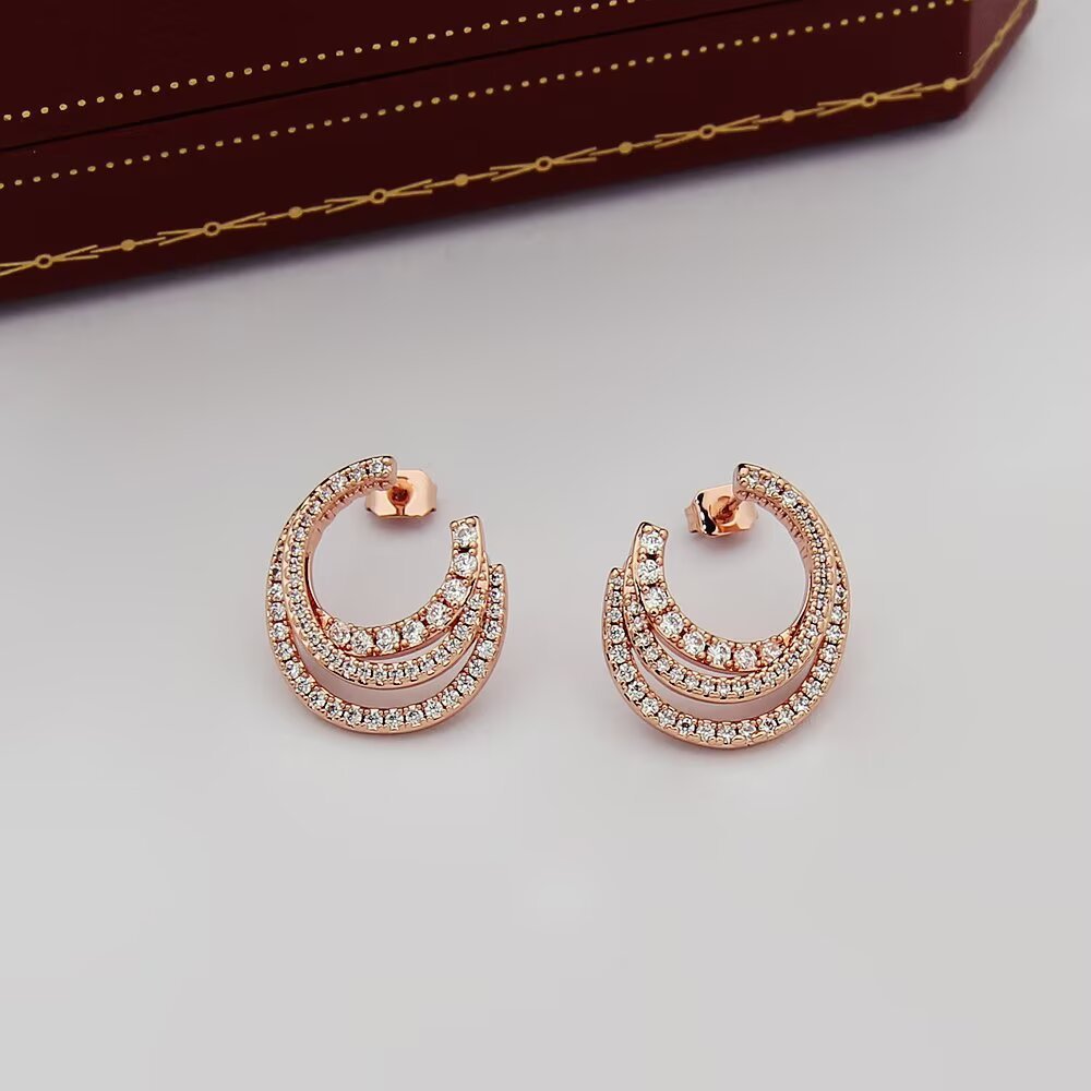 etincelle de cartier hoop earrings, triple row, paved etincelle de cartier hoop earrings, triple row, paved