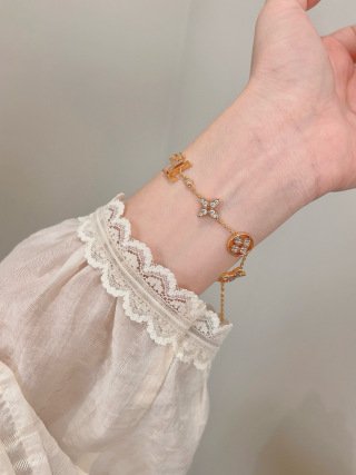 idylle blossom multi motif bracelet, pink gold and diamonds idylle blossom multi motif bracelet, pink gold and diamonds