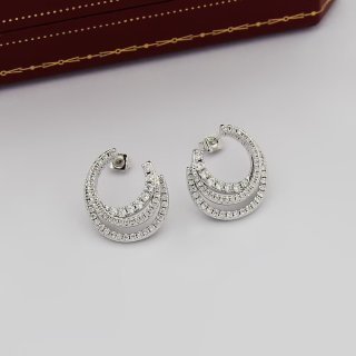 etincelle de cartier hoop earrings, triple row, paved etincelle de cartier hoop earrings, triple row, paved