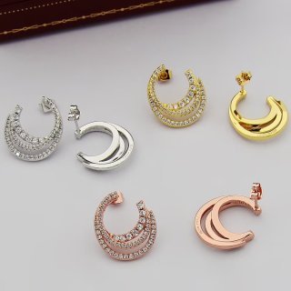 etincelle de cartier hoop earrings, triple row, paved etincelle de cartier hoop earrings, triple row, paved