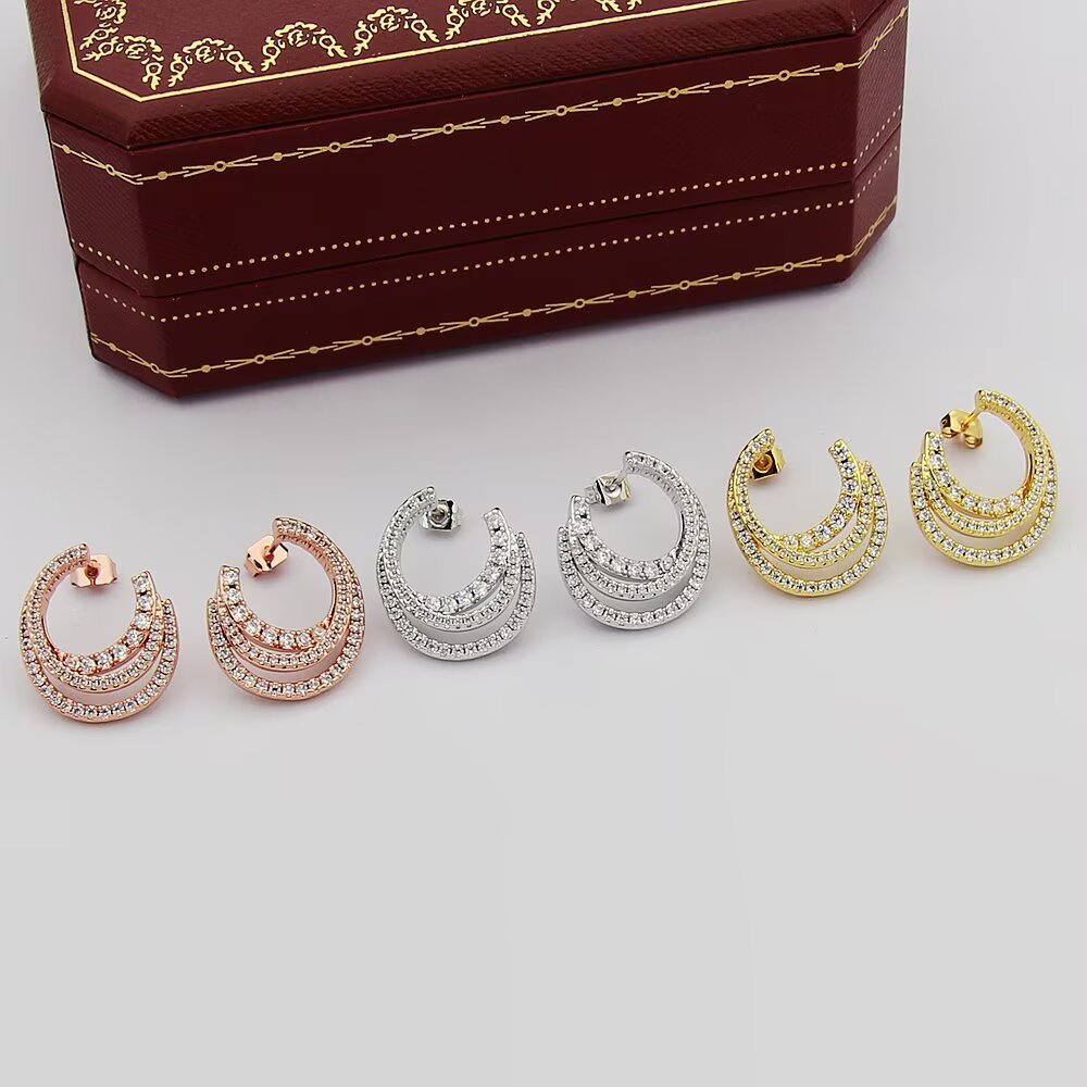 etincelle de cartier hoop earrings, triple row, paved etincelle de cartier hoop earrings, triple row, paved