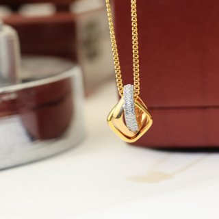 trinity pendant, cushion shaped, half paved trinity pendant, cushion shaped, half paved