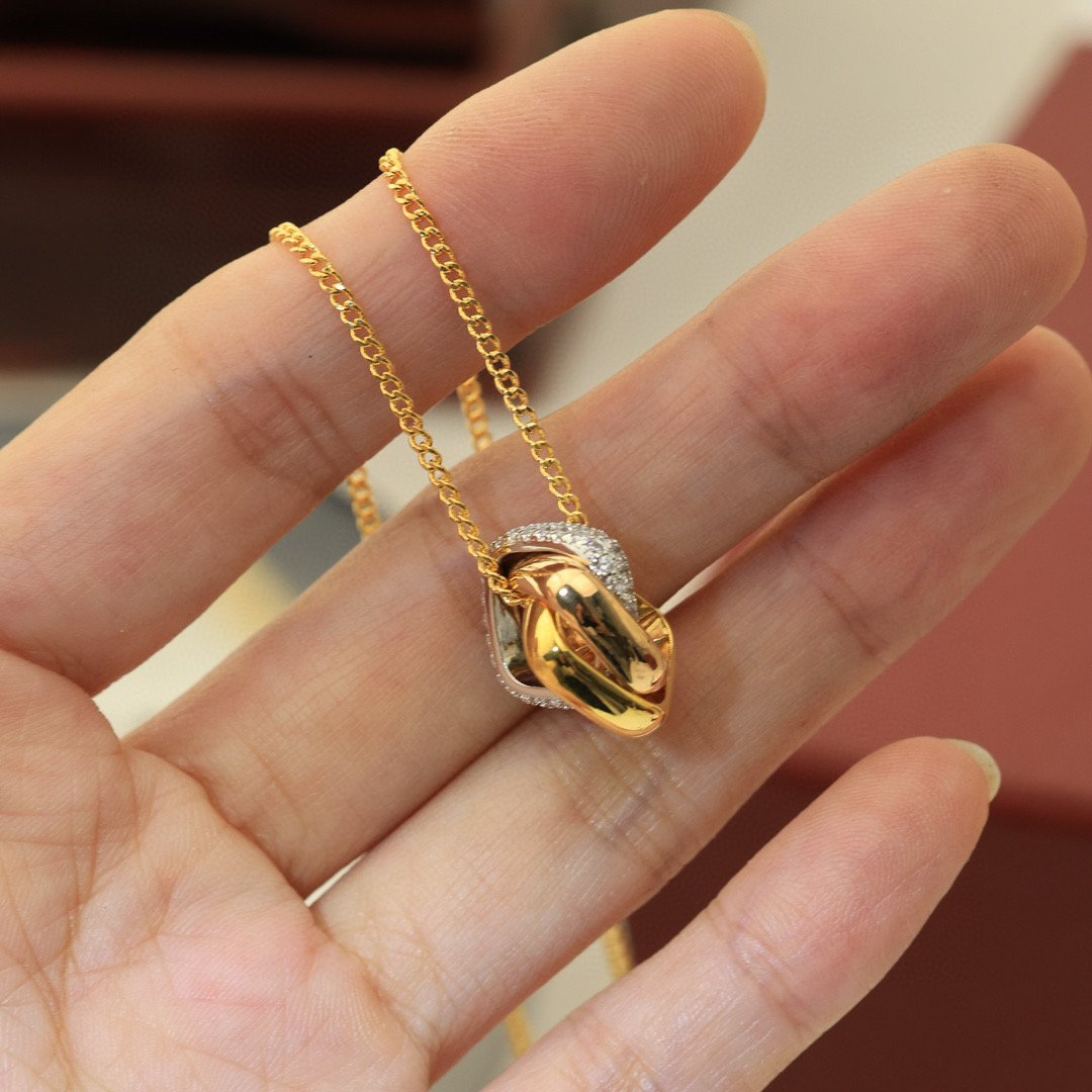 trinity pendant, cushion shaped, half paved trinity pendant, cushion shaped, half paved